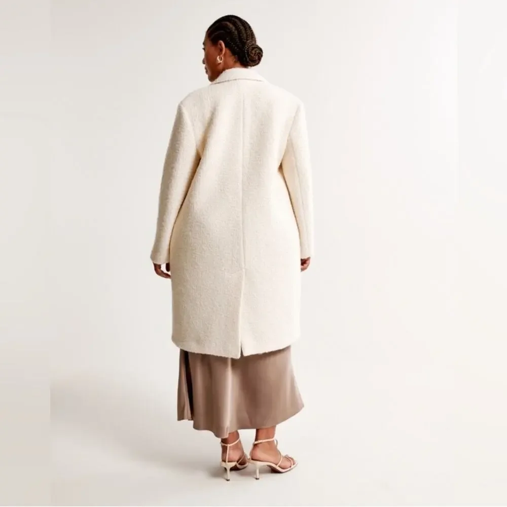 Abercrombie Ivory Wool Blend Dad Coat